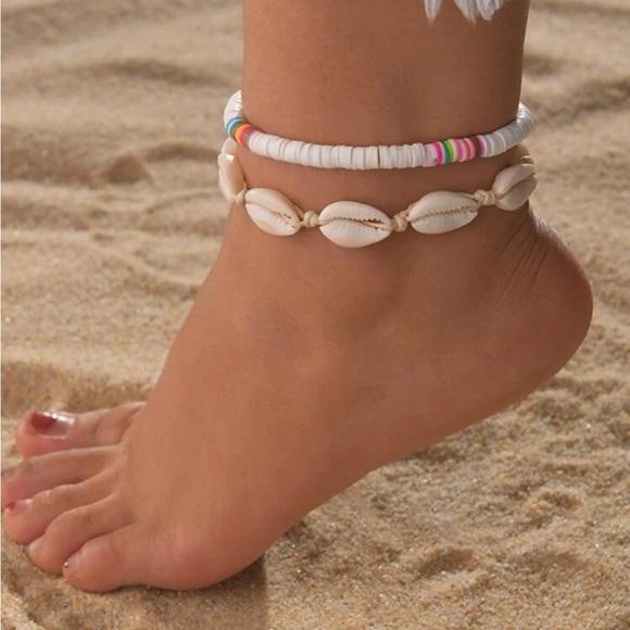 Bohemian 2pcs Set Shell Decor Anklet - Picture 1 of 2